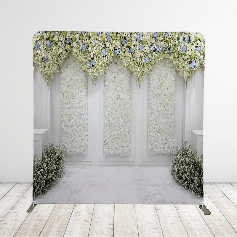 8x8ft Double Sided Custom Pillow Case Cover Silver Sequin Tension Fabric Background for Photography Backdrop Stand