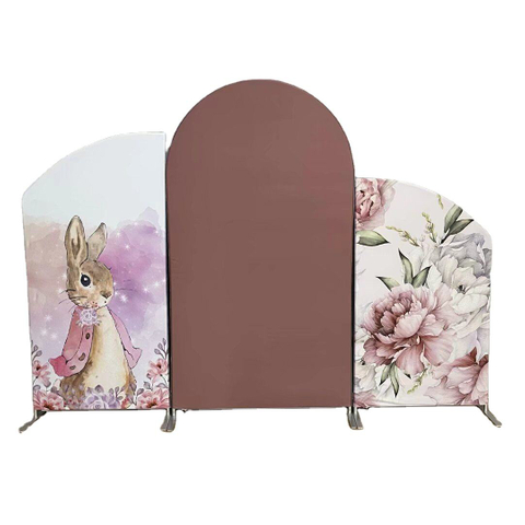 Circle Aluminum Arch Frame Solid Color Cover Wedding Backdrop Decoration Arch Stand Tension Fabric Backdrop