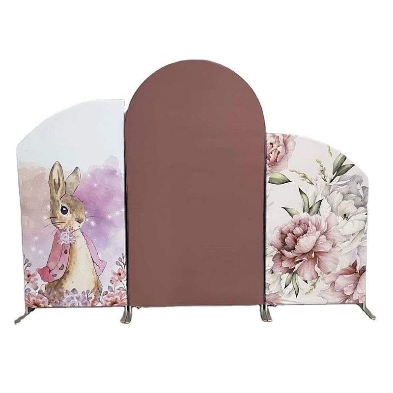 Circle Aluminum Arch Frame Solid Color Cover Wedding Backdrop Decoration Arch Stand Tension Fabric Backdrop