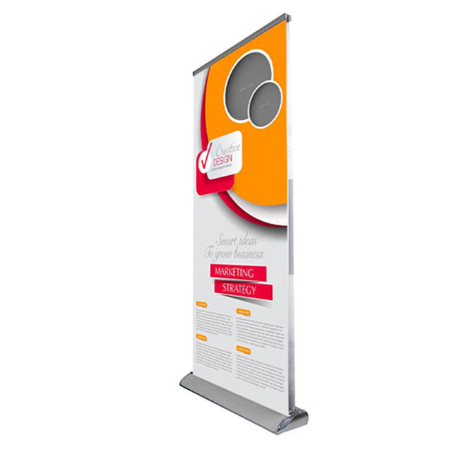 Aluminium silver roll up stand banner, high quality roll banner, portable display frame