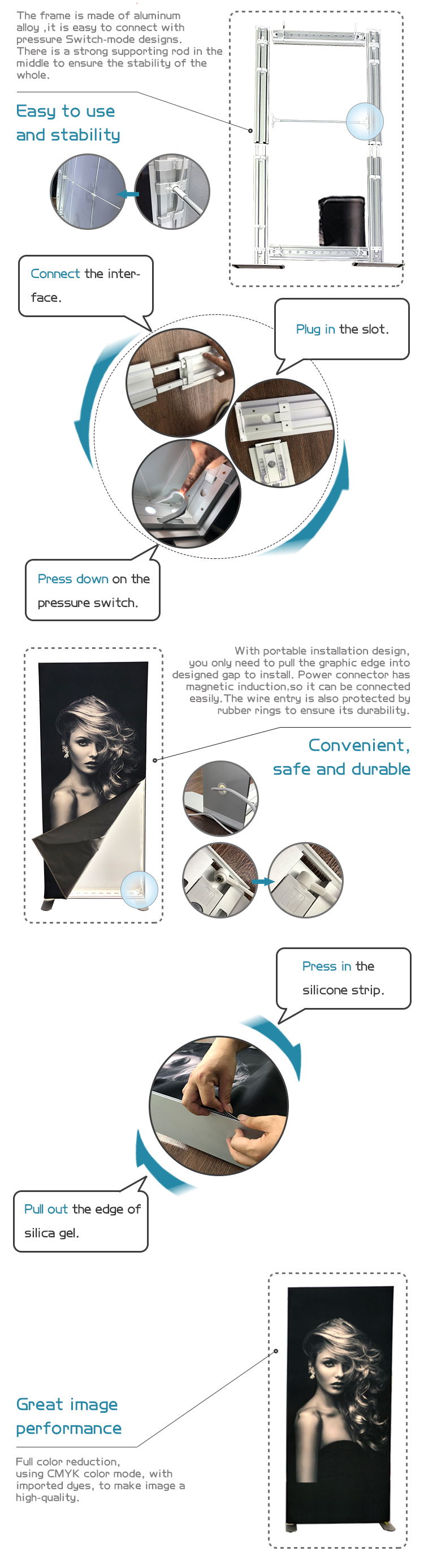 New design portable seg fabric led backlit light box display