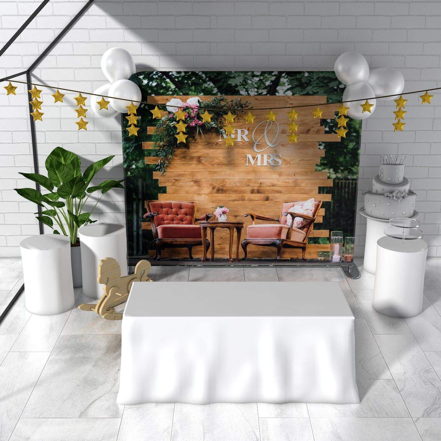 8*8ft Collapsible Aluminum Frame Stand Pillow Case for Birthday Party Decoration 360 PhotoBooth Backdrop Display