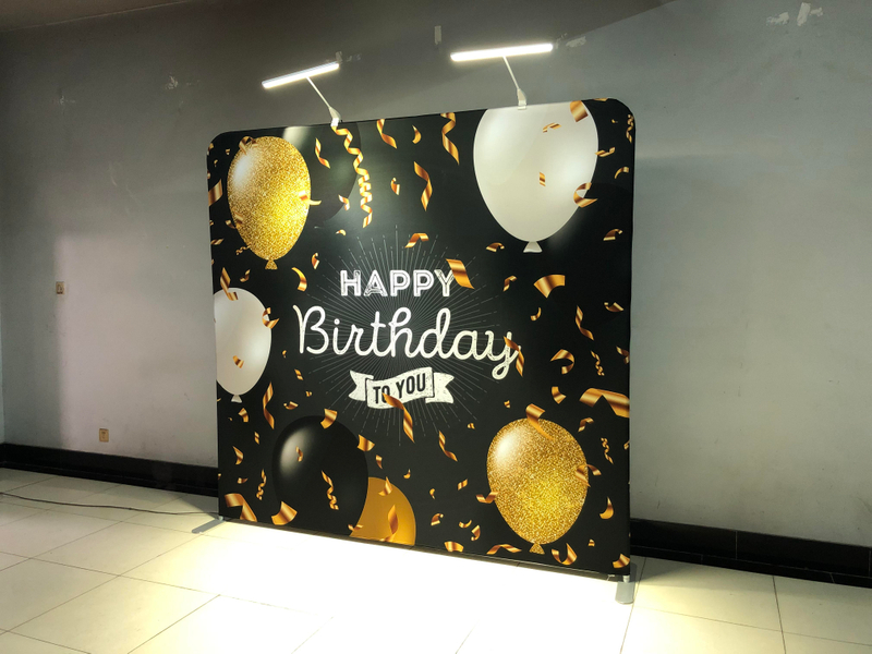 Hot sale factory directly 8ft straight aluminum tube stand easy install backdrop stand easy install Tension Fabric Backdrop Wall