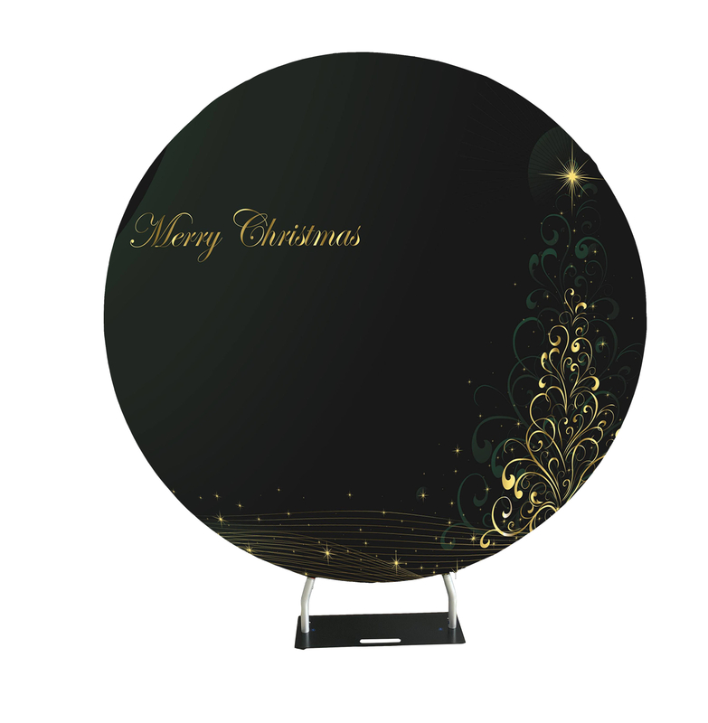 New design stretch fabric aluminium circular frame stand round display backdrop wall