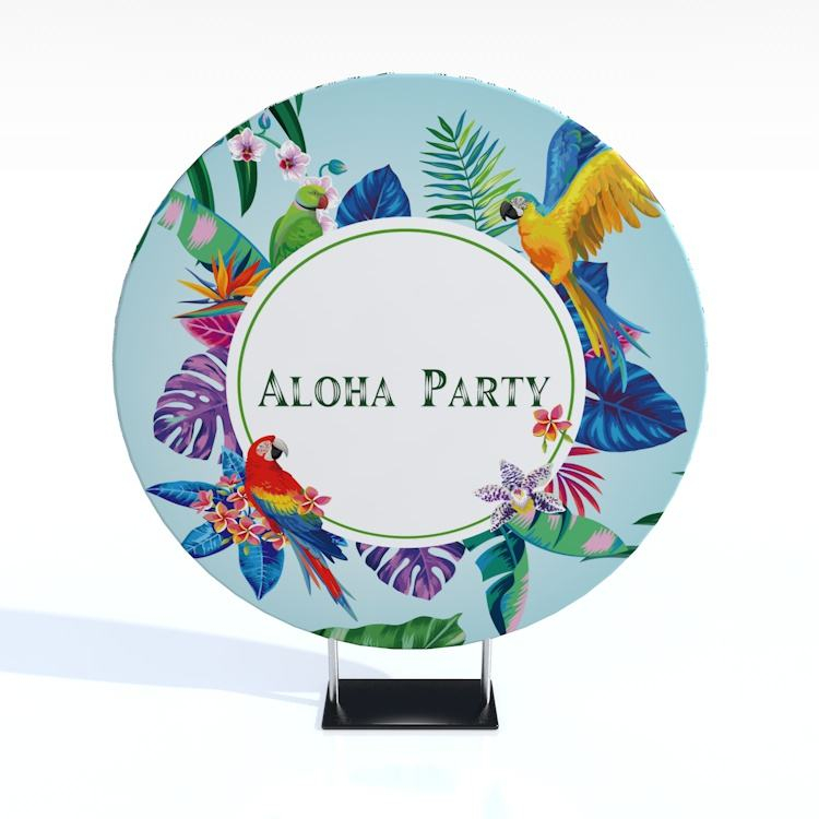 Customized 6.6ft full color tension fabric double sides round wedding circle backdrop display stand