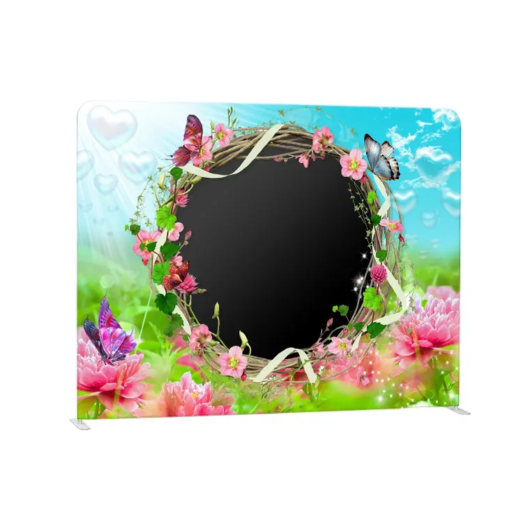 Custom New Design Full Color Print Tension Photography Background Aluminum Photo Booth Backdrop Stand