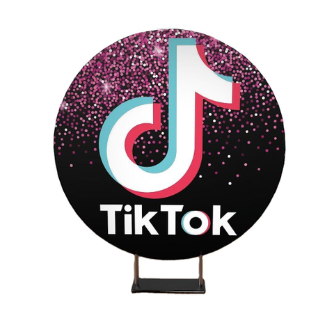 6.6 ft Tik Tok event party circle backdrop custom repeating logo round photo banner