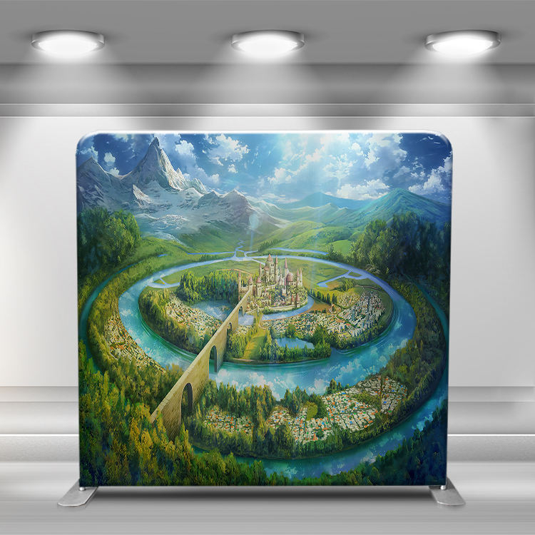 Straight aluminium frame Spandex Backdrop Stand with Round Tube Wall Portable Photography Tension Fabric
