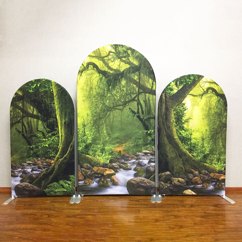 Customized full color tension party fabric wedding Arch backdrop stand
