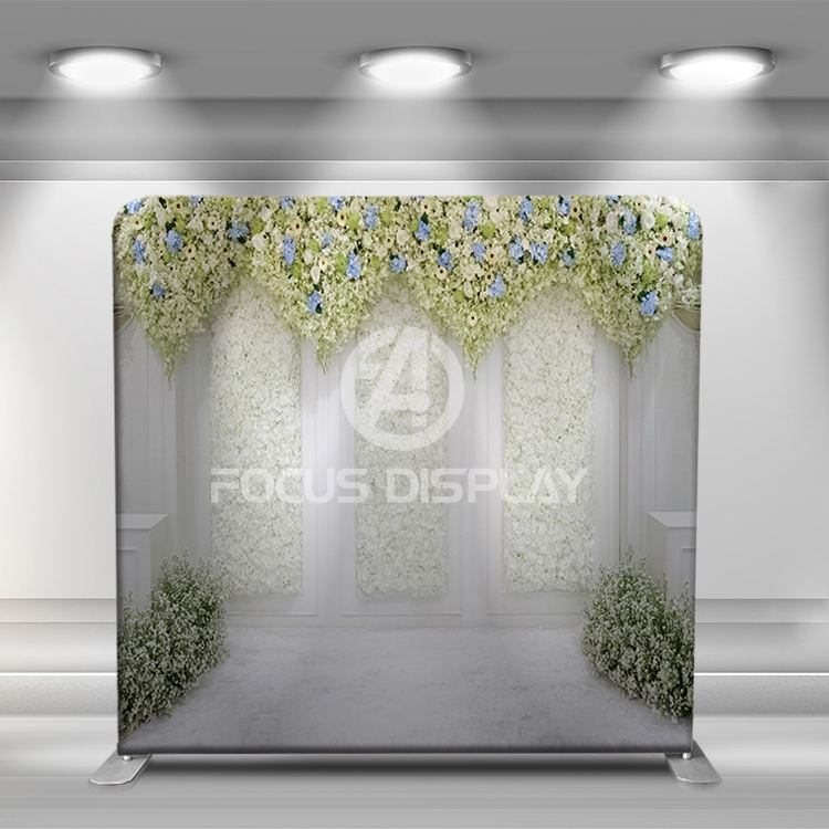 8 ft Wholesale quick installation wedding backdrop wall tension fabric photo booth stand
