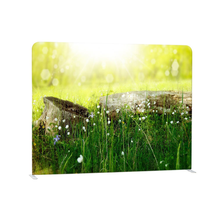 Expandable tension fabric backdrop with lightweight aluminum tube display
