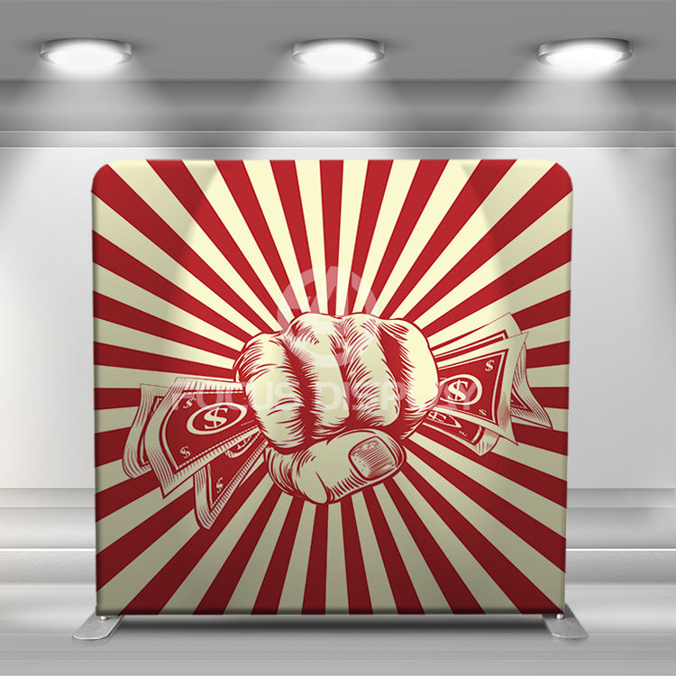 8ft durable straight aluminum stand custom full color pillow case cover tension fabric photo booth backdrop