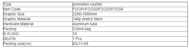 Printing Cover Aluminum Frame Tension Fabric Promotional Used Display Counter Table