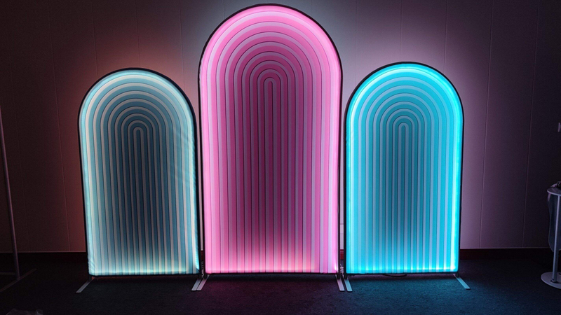 Luxury LED Arched Wall Set Bridal Shower Birthday Party Frame Wedding Decoration Photo Boot Arch Stand Fabric Backdrop