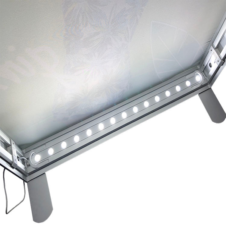Portable foldable aluminum led light backlit promotion pop up counter display booth