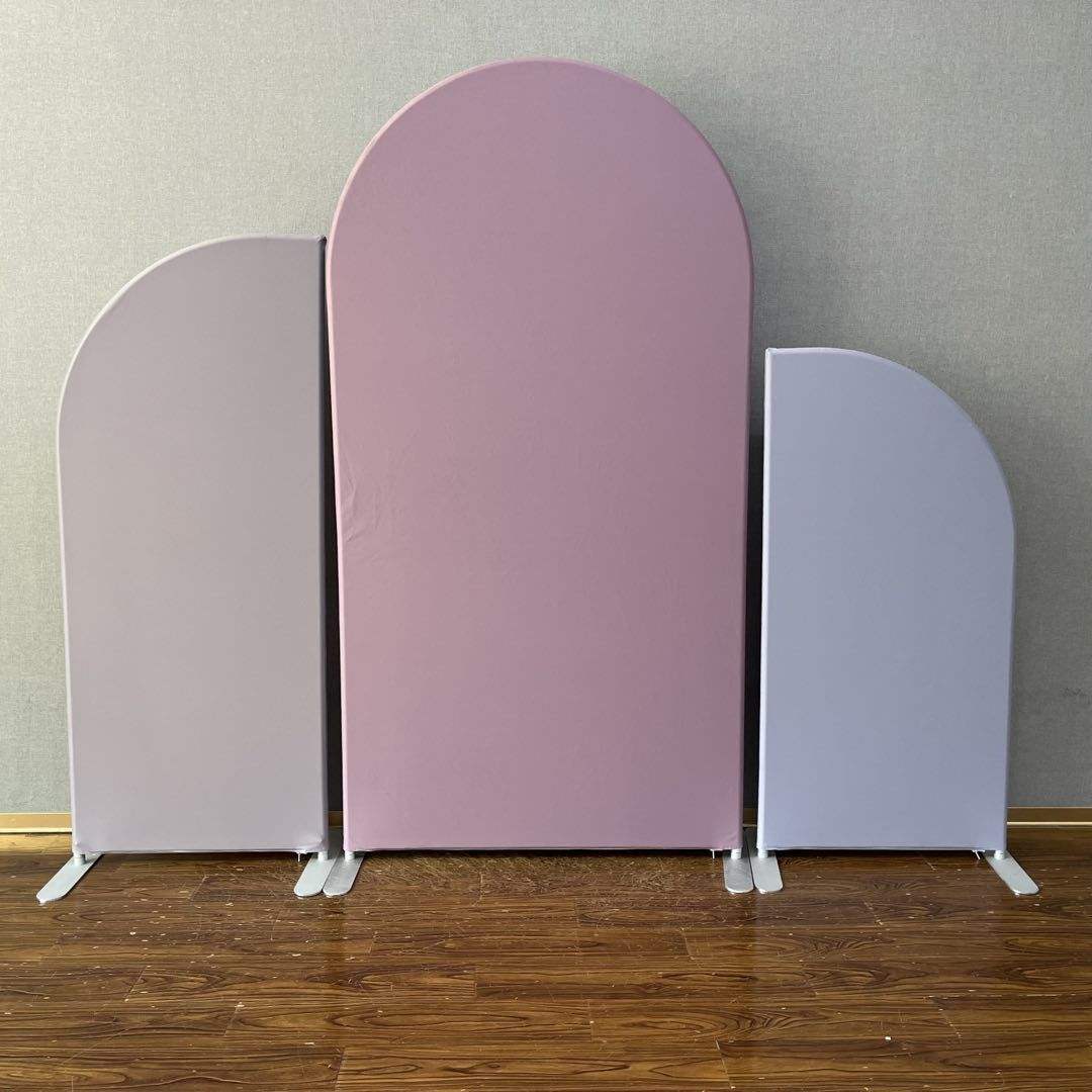 Baby blue baby pink color printing cover arch backdrop wall combination for wedding