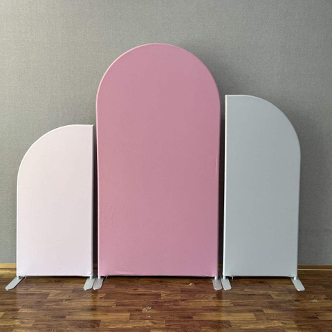 Baby blue baby pink color printing cover arch backdrop wall combination for wedding