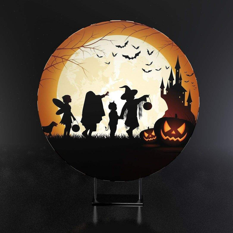 New design Portable Fabric Aluminum Circle Frame Round Display Event Background For Halloween Theme Round Backdrop