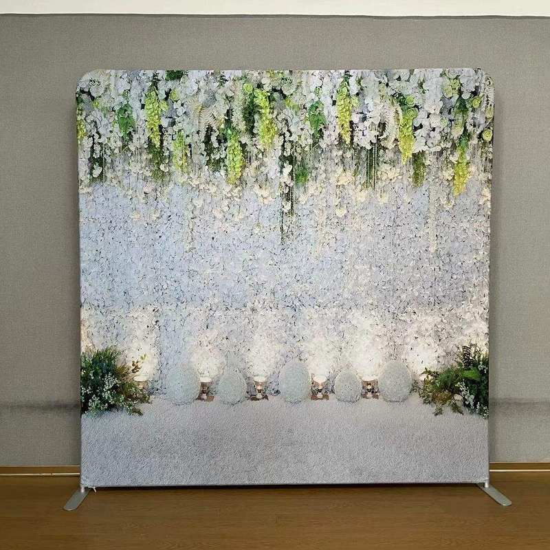 8*8 ft Custom printing graphic tension adjustable tube frame display photo booth props backdrop wall
