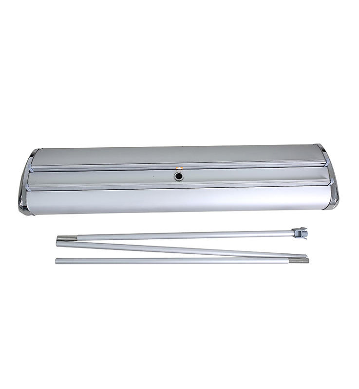 Exhibition booth double sided basic roll up banner, aluminium roll up stand banner, retractable display frame