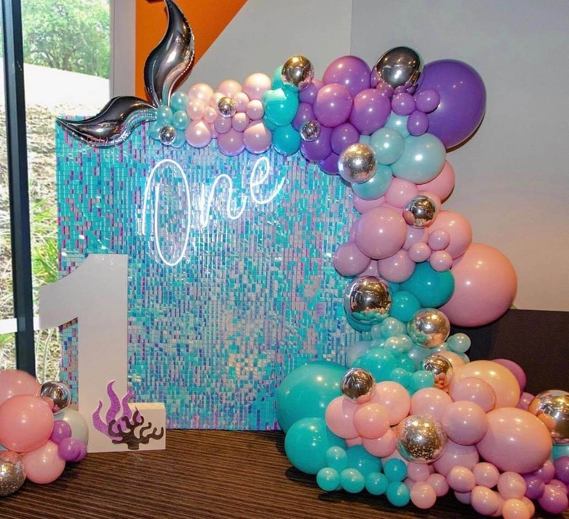 Wedding birthday party transparent pink sequin wall backdrop