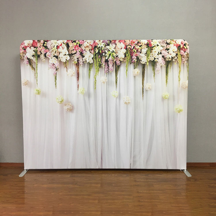 8ft Collapsible aluminum frame custom double side printing pillow case backdrop stand Photo Booth Backdrop