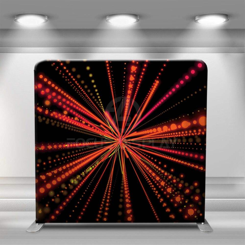 Aluminum stand futuristic background golden neon laser lights photo booth decoration backdrops