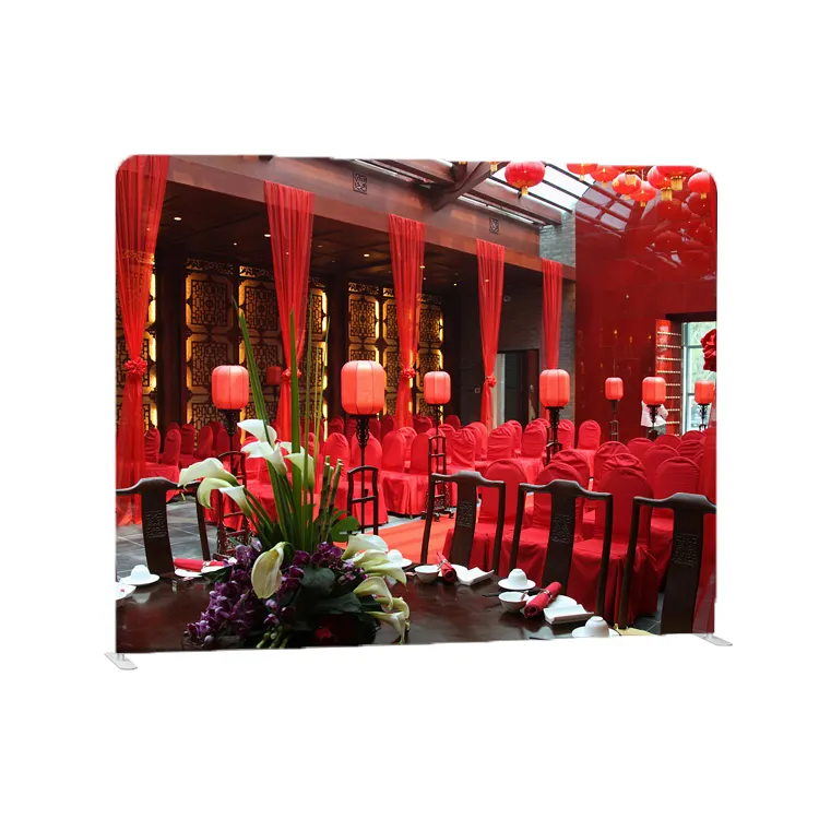 High Quality Aluminum Frame Portable Wedding Tension Fabric Custom Photo Booth Backdrop Display