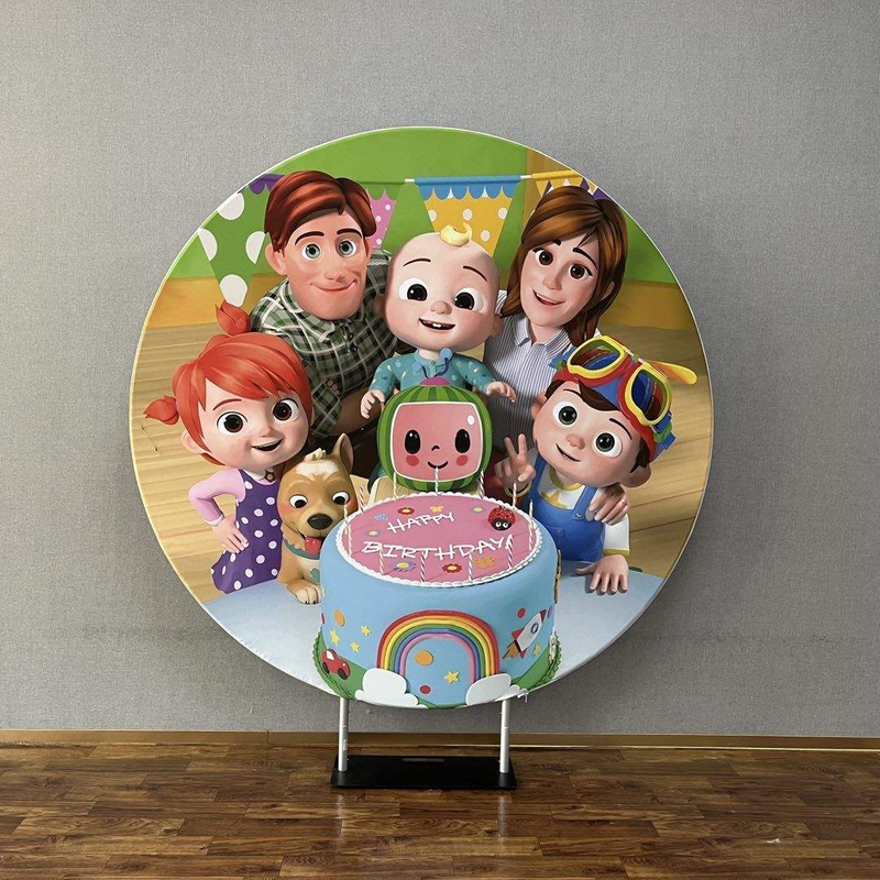 2022 Bestseller 6.6 ft tension fabric family birthday parties round backdrop wall