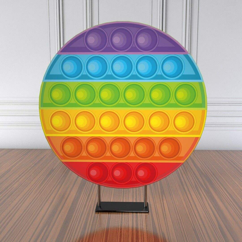 6/5 ft Round Backdrop Double Sided Zip Round Backdrop Cover With Pillars Dinosaur Pink Round Backdrop Stand