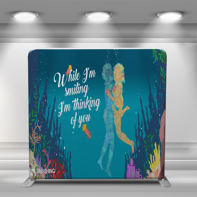 Customized full color portable straight tension fabric cover pillow case backdrop for wedding