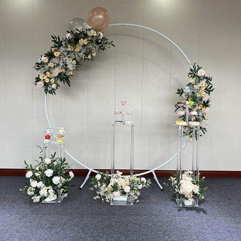 Flower Decoration Covered In Round Aluminum Shelves Floral Backdrop Party Frame For Wedding