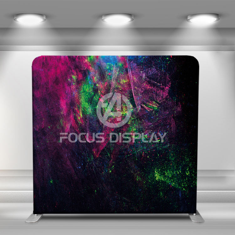 Custom full color printing rectangle shape aluminum tube tension fabric pillow case cover photo booth backdrop stand