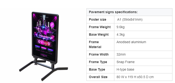 Custom Boutique aluminum frame profile double sided metal sidewalk sign stand