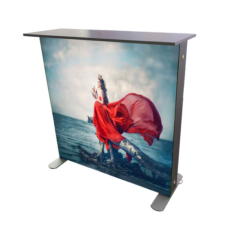 Portable foldable aluminum led light backlit promotion pop up counter display booth