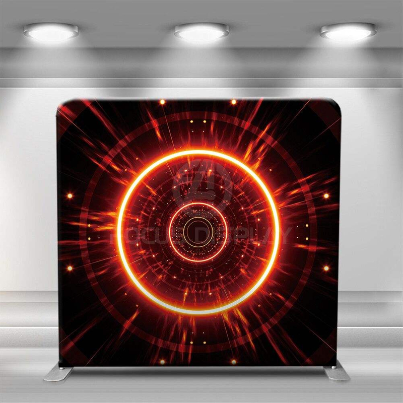 Aluminum stand futuristic background golden neon laser lights photo booth decoration backdrops