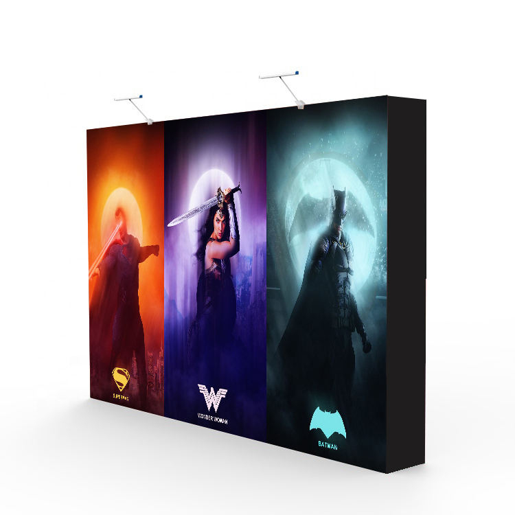 Portable customized aluminum frame trade show seg silicone edge graphic pop up display for trade show backdrop