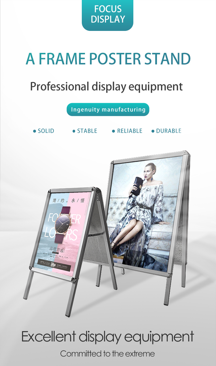Portable small sign with movable aluminum alloy double-sided standing plate frame sings
