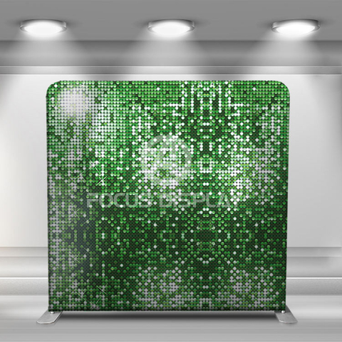 8 ft Stretch tension display spring green sequin photo booth backdrop stand
