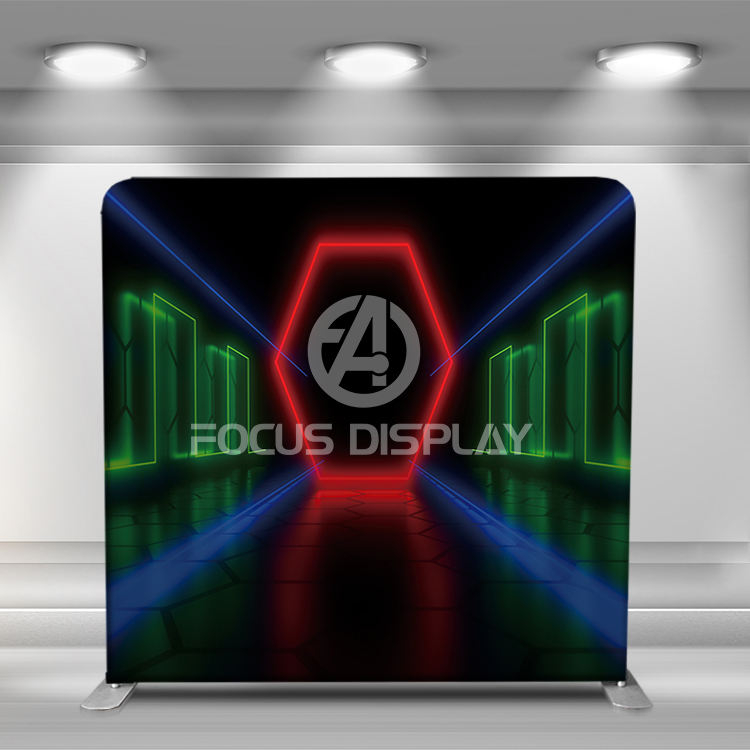 New design custom 8ft straight aluminum tube stand tension fabric pillow case cover backdrop wall photo booth backdrop