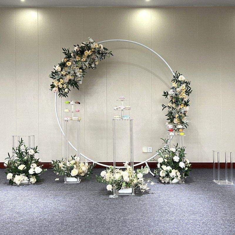Flower Decoration Covered In Round Aluminum Shelves Floral Backdrop Party Frame For Wedding