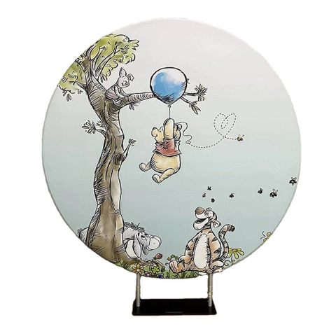 Round Wedding Photo Birthday Party Background Frame With Replaceable Lightweight Stylish Calico Backdrop Stand