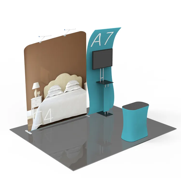 Standard Trade Show Exhibition Advertising Tension Fabric Display Banner Custom Tube Frame Display Photo Booth Backdrop Wall