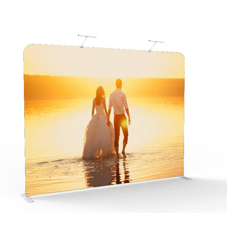 High quality and portable straight tension fabric pillow case custom wedding photo booth backdrop