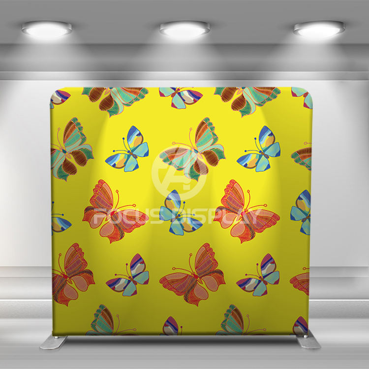 8 ft EZ tube straight display stand tension fabric daisy flower wall photo booth backdrop