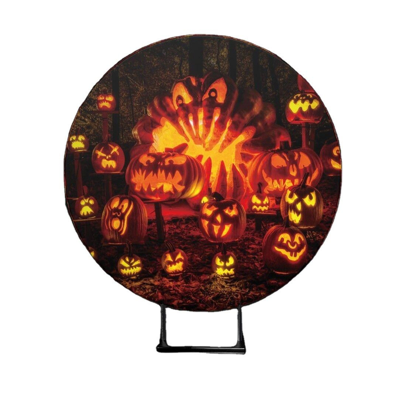 New design Portable Fabric Aluminum Circle Frame Round Display Event Background For Halloween Theme Round Backdrop