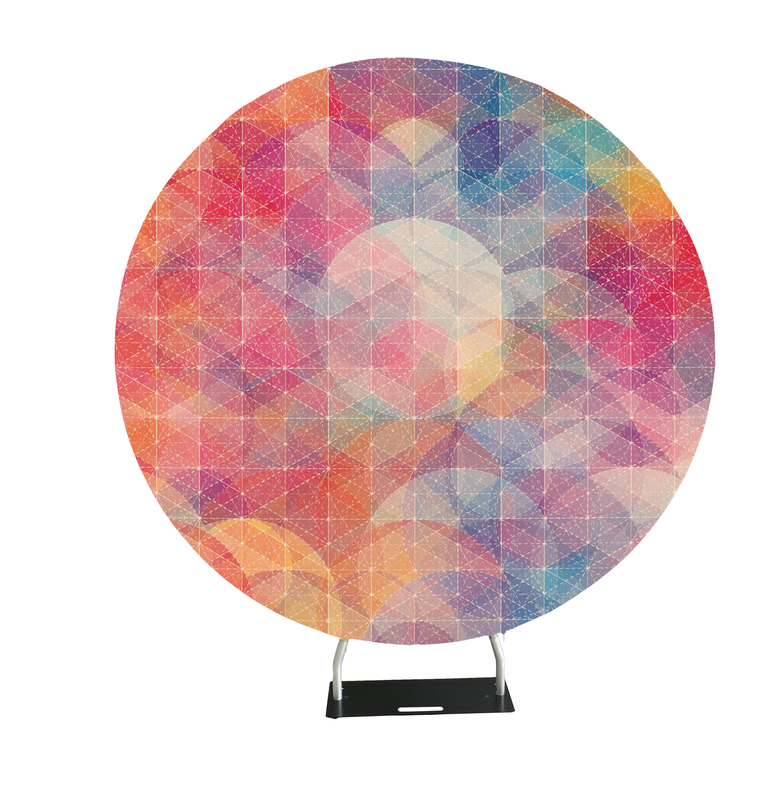 New design stretch fabric aluminium circular frame stand round display backdrop wall