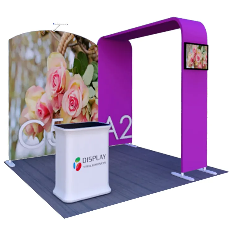 Trade Show Exhibition Advertising Tension Fabric Display Banner Custom Tube Frame Photo Booth Backdrop Wall
