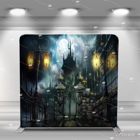 Custom Aluminum Stands Celebrate Helloween AmbienceTension Backdrop Cuved Tension Fabric Wall
