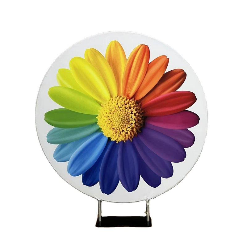 Interchangeable Background Printing Fashion Calico Wedding Birthday Party Round Backdrop Frame Stand